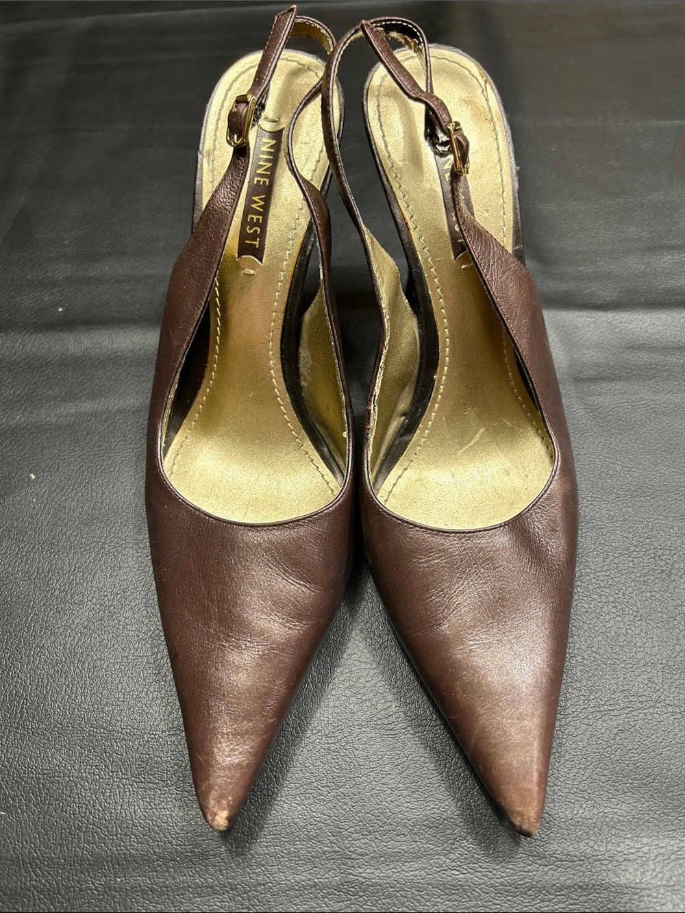 Nine West Brown Pointed Slingback Heels